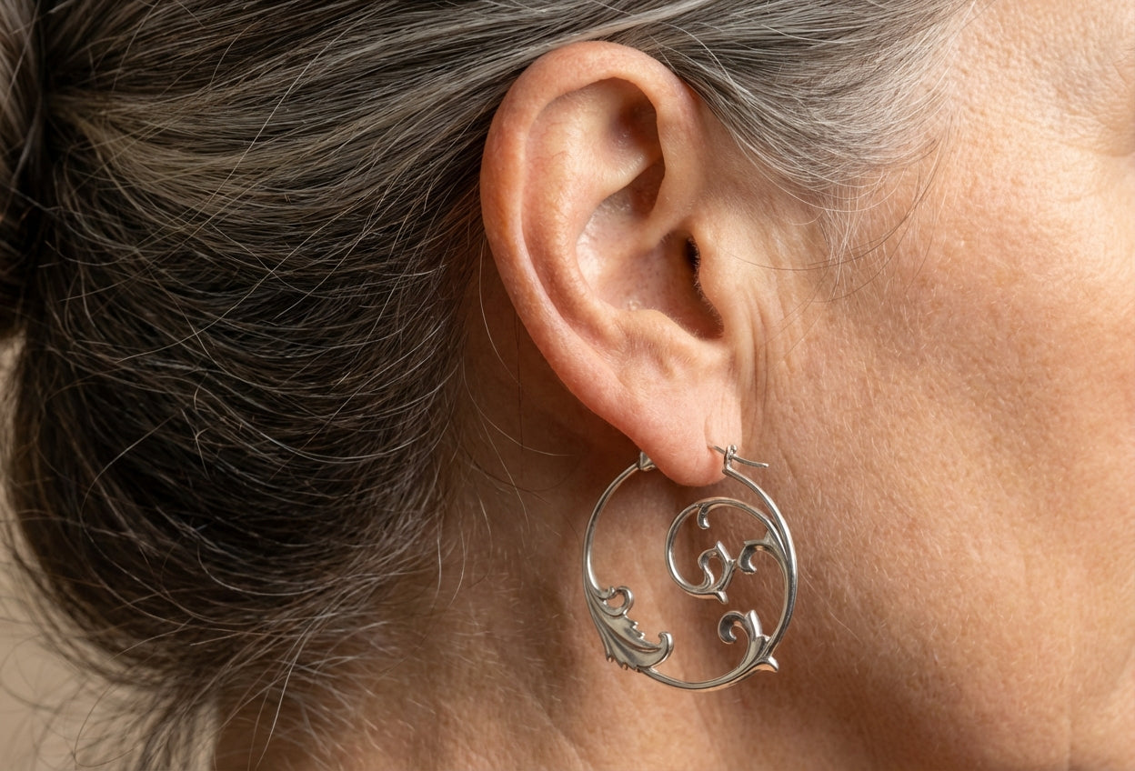 A Vintage Gothic Ornament Statement Hoop Earrings Set