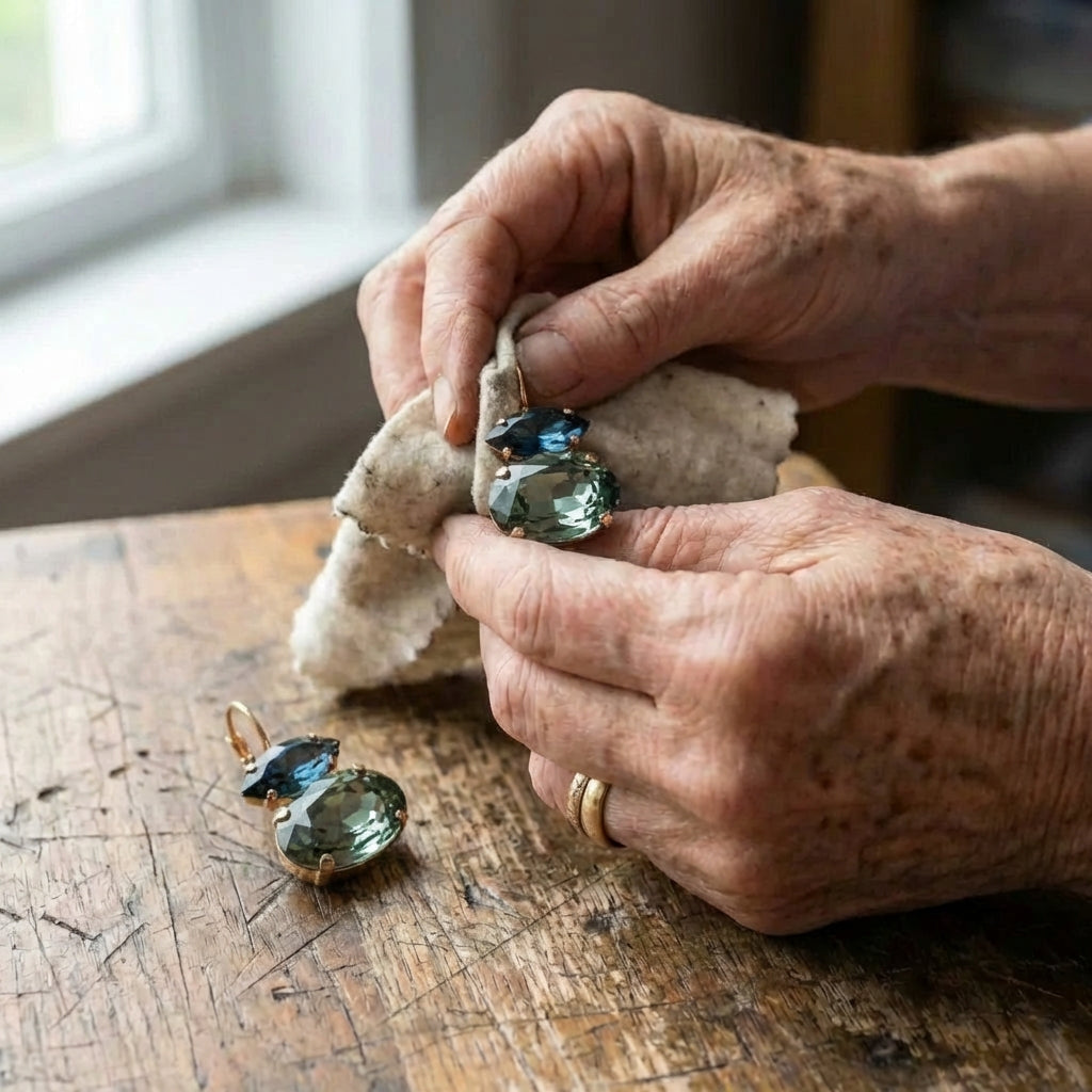 A Vintage Green & Blue Glass Earrings