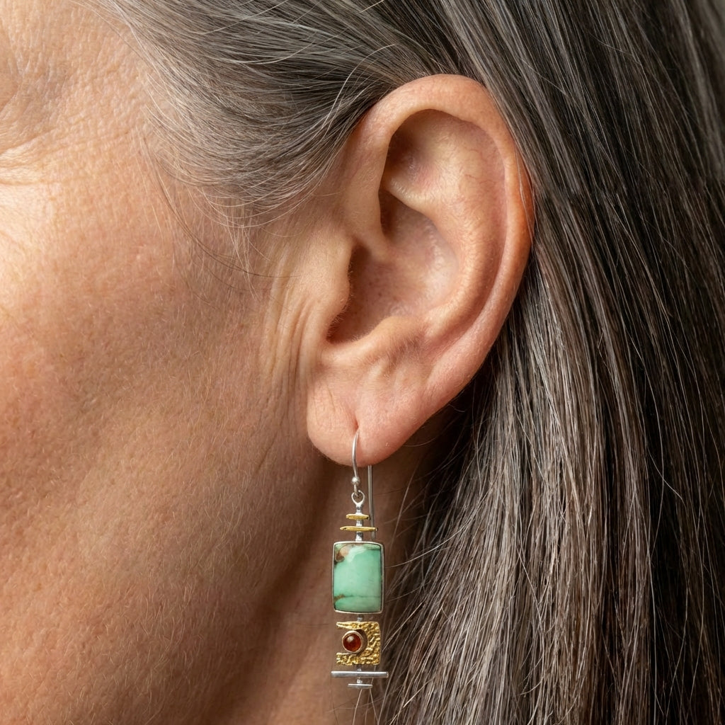 Vintage Green Old Stone Earrings