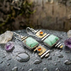 Vintage Green Old Stone Earrings