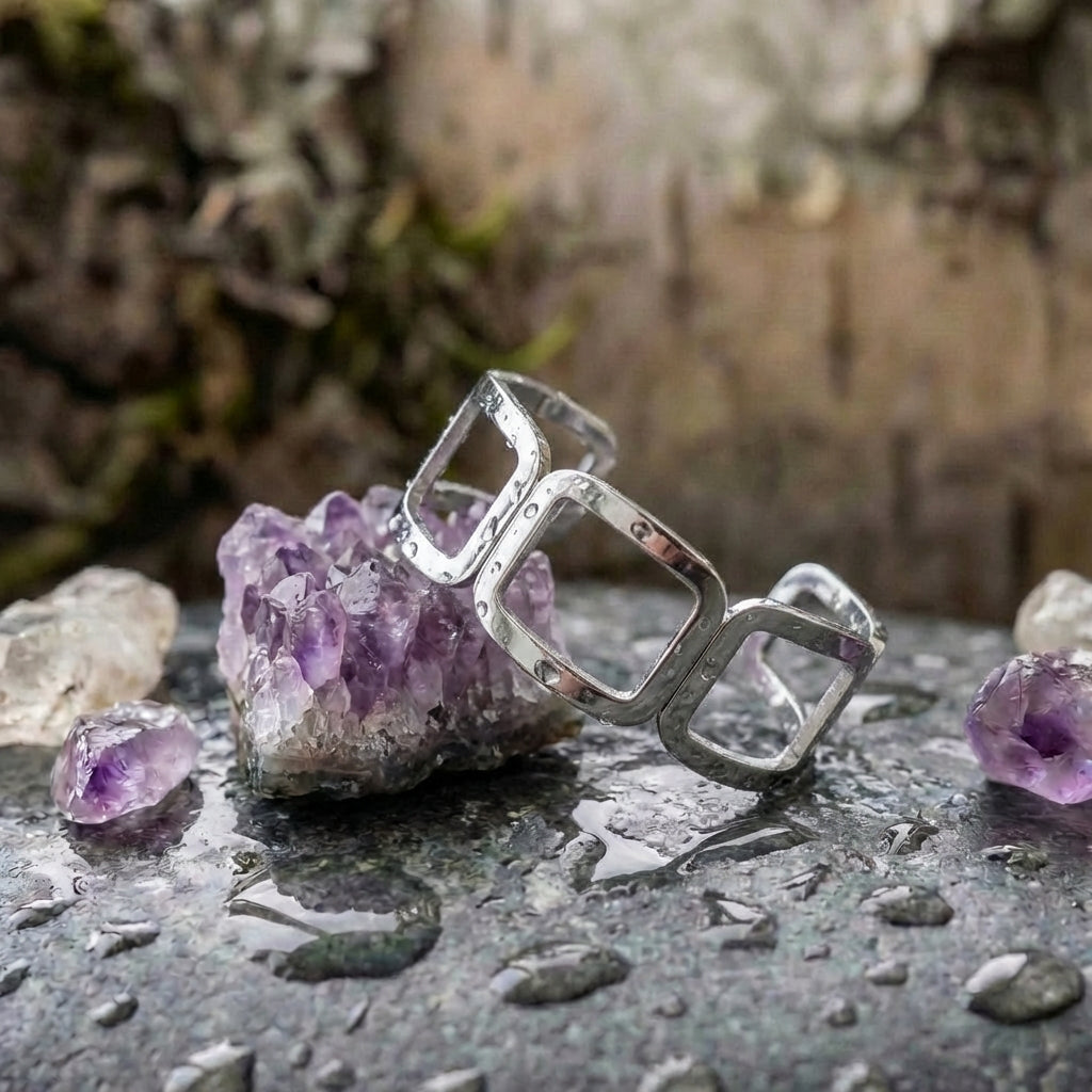 Vintage Hollow Cuff Bangle Silver Bracelet