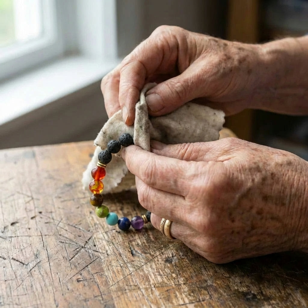 Vintage Lava Stone Chakra Bracelet