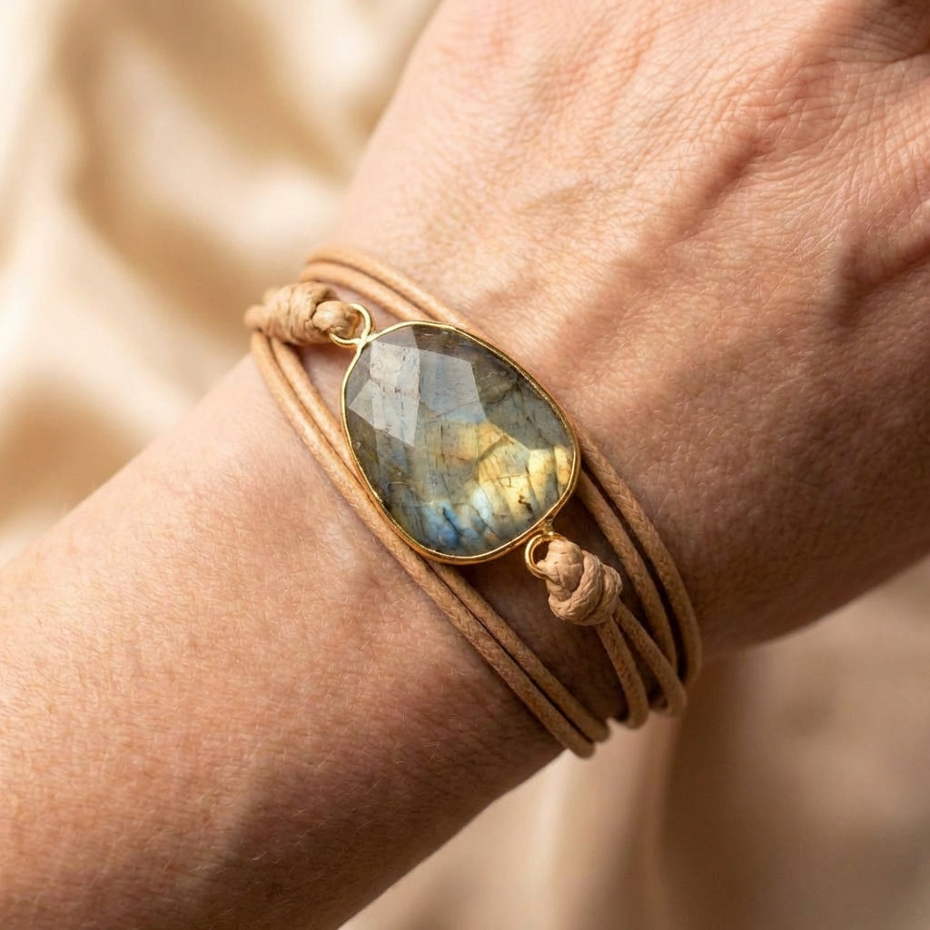 Vintage Leather Stone Bracelet