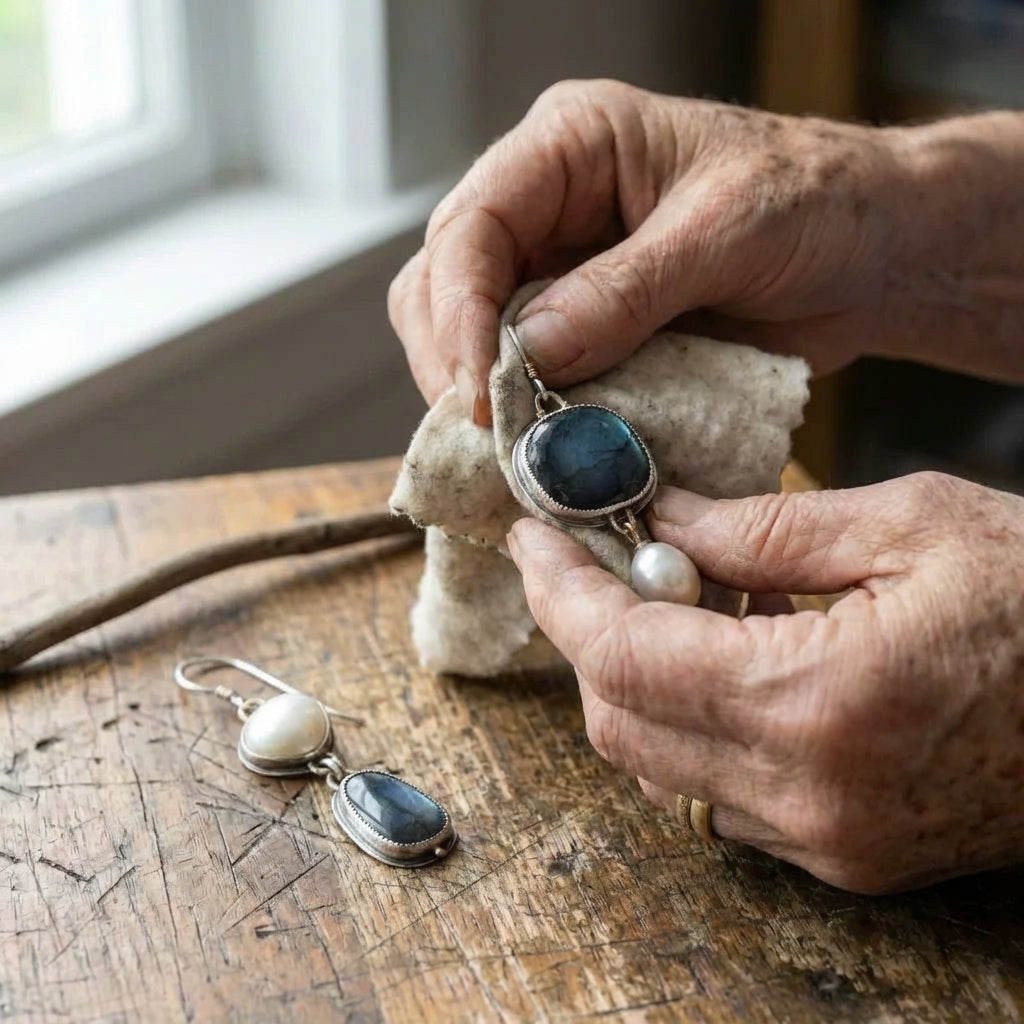 A Vintage Natural Blue Stone Earring Set