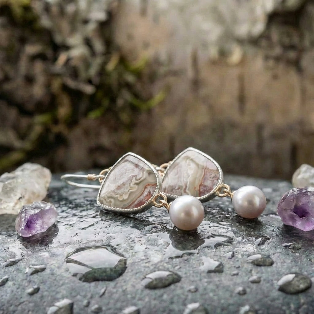 Vintage Natural Stone Pearl Earrings