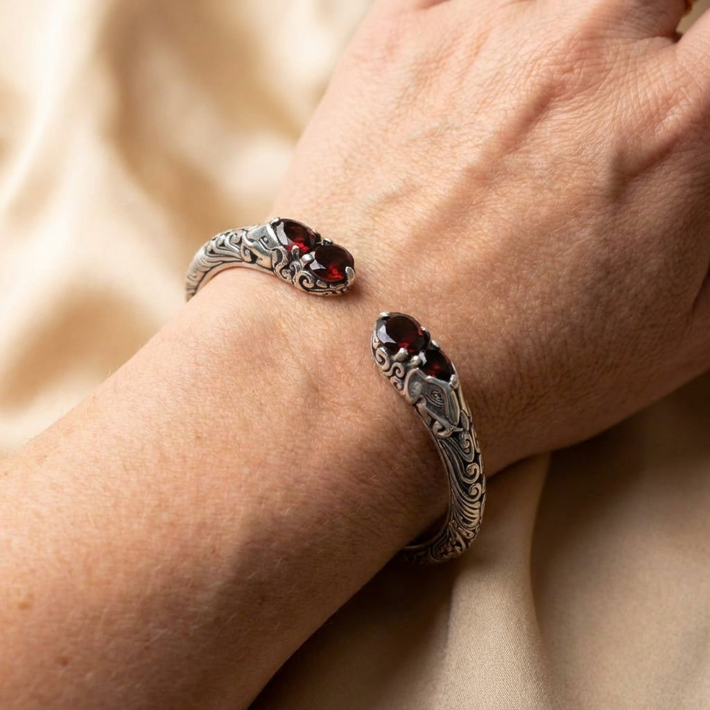 Vintage Open Red Crystal Bracelet