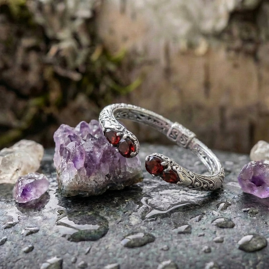 Vintage Open Red Crystal Bracelet