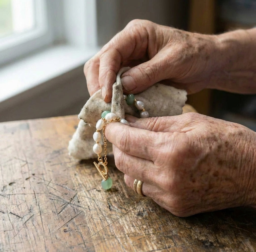Vintage Pearl Charm Wrist Bracelet