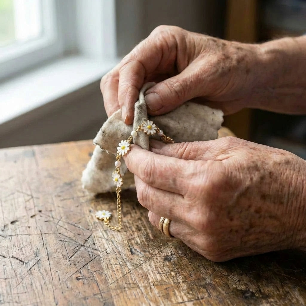 Vintage Pearl Gold White Flower Bracelet