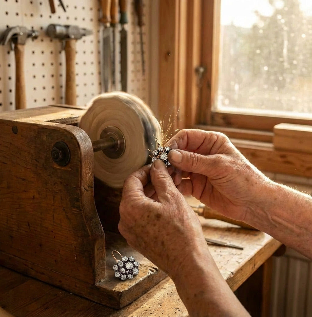 A Vintage Rounded Bright Flower Earrings Set