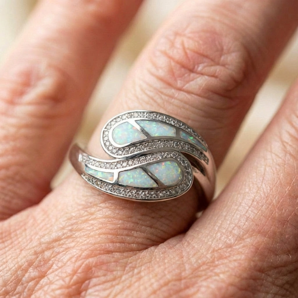 Vintage White Opal Stone Ring